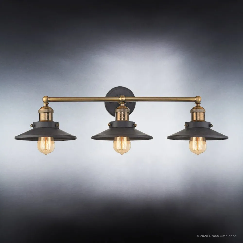 UEX2442 New Traditional Bath Light 8''H x 28''W, Antique Brass & Graphite Finish, Sanford Collection