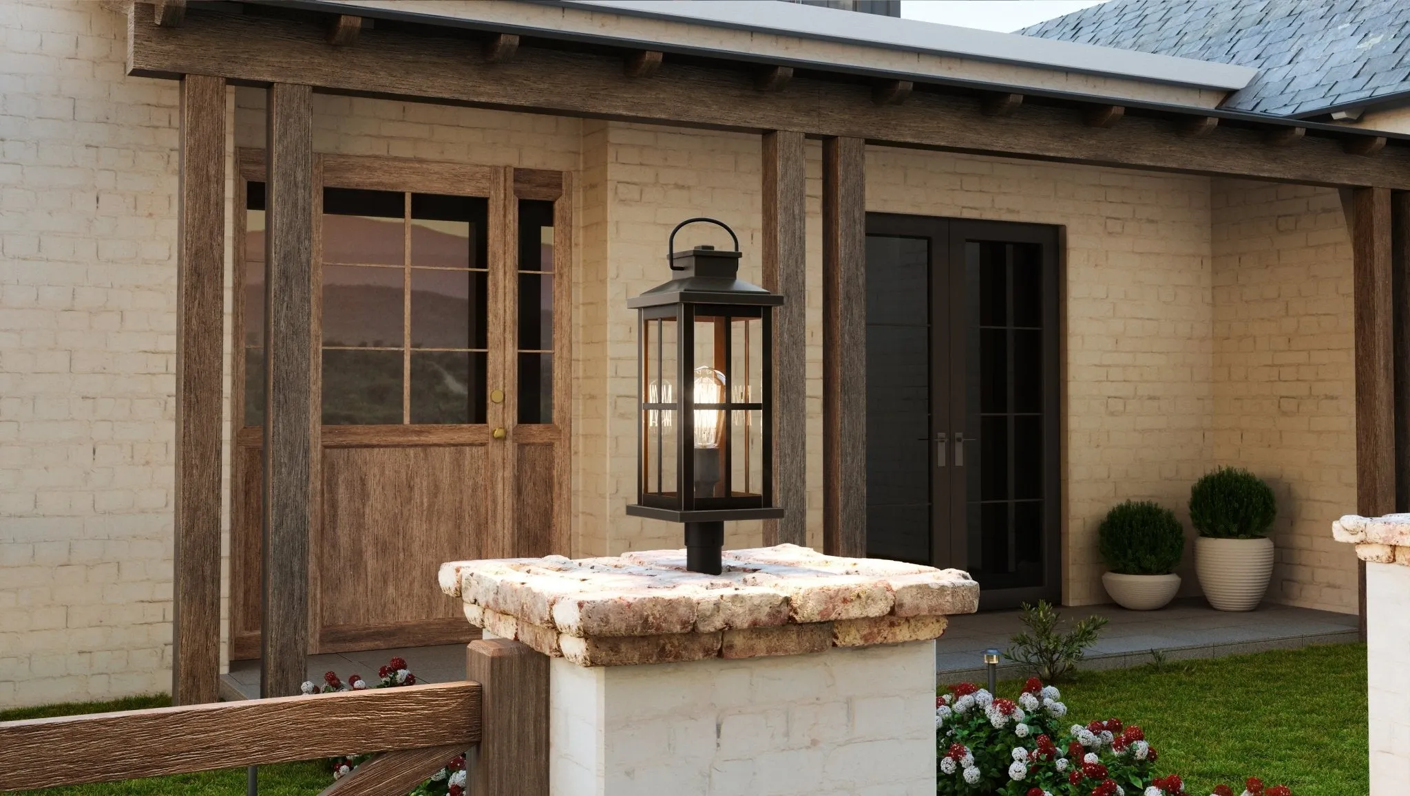 UHP1293 Transitional Outdoor Post Light 20.25''H x 7''W, Olde Bronze Finish, Anaheim Collection