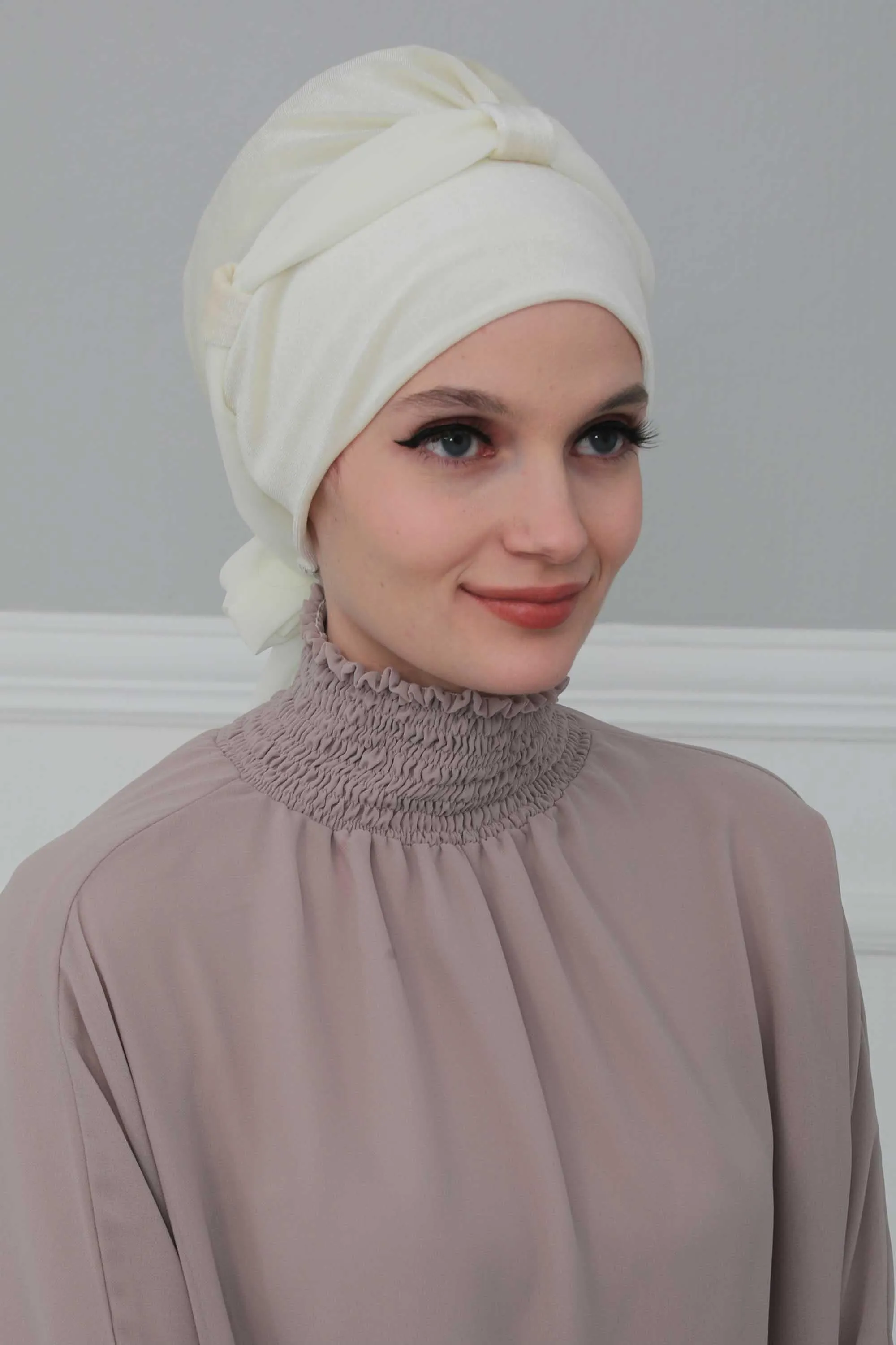 Velvet Instant Turban with a Chiffon Belt, High Quality Scarf Head Wrap Headwear Cap with Chiffon Headband For Women, Trendy Head Wrap,B-24K