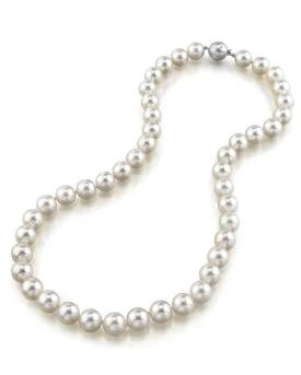 White Japanese Akoya Pearl Necklace, 9.5-10.0mm - AA  Quality