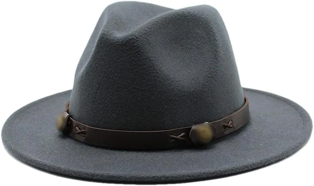 Women Fedoras Woolen Hat Classic Jazz Hat Flat Brim Hat Couple Hat Outdoor Travel 9 59-61cm