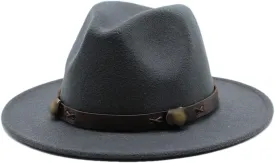 Women Fedoras Woolen Hat Classic Jazz Hat Flat Brim Hat Couple Hat Outdoor Travel 9 59-61cm