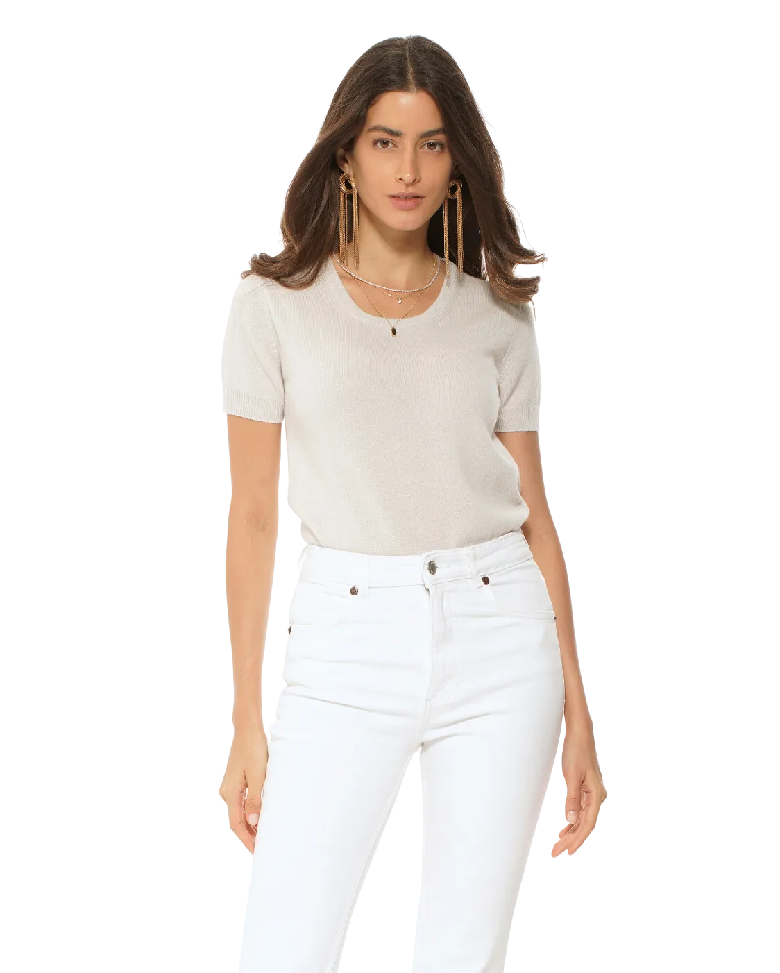 Women's Pure Cashmere T-Shirt Off White