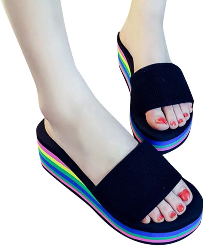 Women's Wedge Sandals Comfortable Open Toe Slip on Platform Slides Memory Foam Y2K Wedges Sandal Summer Casual Shoes