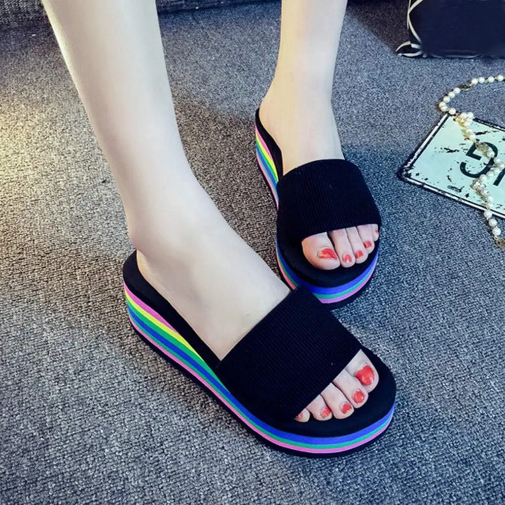 Women's Wedge Sandals Comfortable Open Toe Slip on Platform Slides Memory Foam Y2K Wedges Sandal Summer Casual Shoes