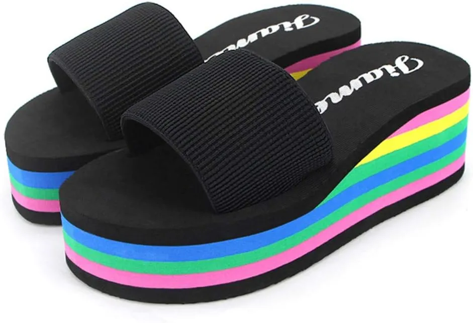 Women's Wedge Sandals Comfortable Open Toe Slip on Platform Slides Memory Foam Y2K Wedges Sandal Summer Casual Shoes